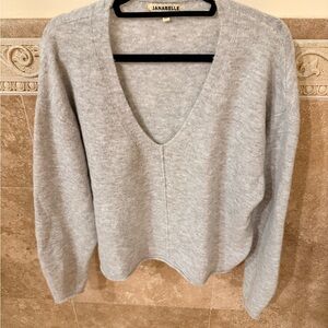 Light Gray V-Neck Women's Sweater